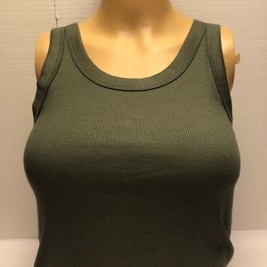 Two Small Wild Fable Green + White Tank Tops